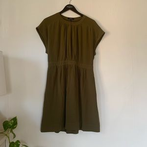 Army Green Silk Madewell Keyhole Dress, Size 10